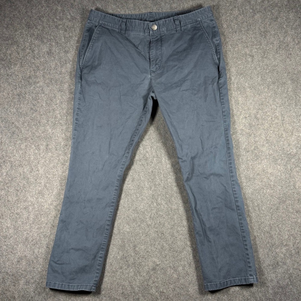 Bonobos Mens Chino Pants 34x26 Slate‎ Blue Grey Cotton Twill Slim Fit Straight